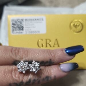 Sparkling Silver Moissanite Stud Earrings